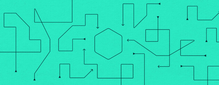 Abstract illustration of interconnected lines and arrows on a teal background, symbolizing complex pathways.