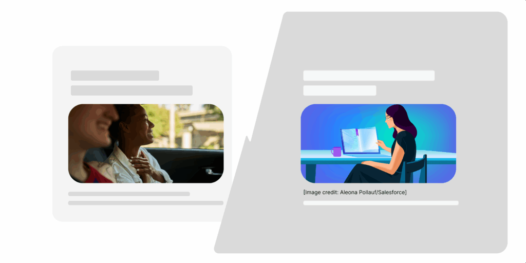 Comparison of a generic photo versus a high-quality digital illustration in a blog post.